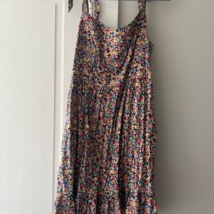 Old Navy Black Floral Tie-Shoulder Sundress with Pink & Yellow Flowers